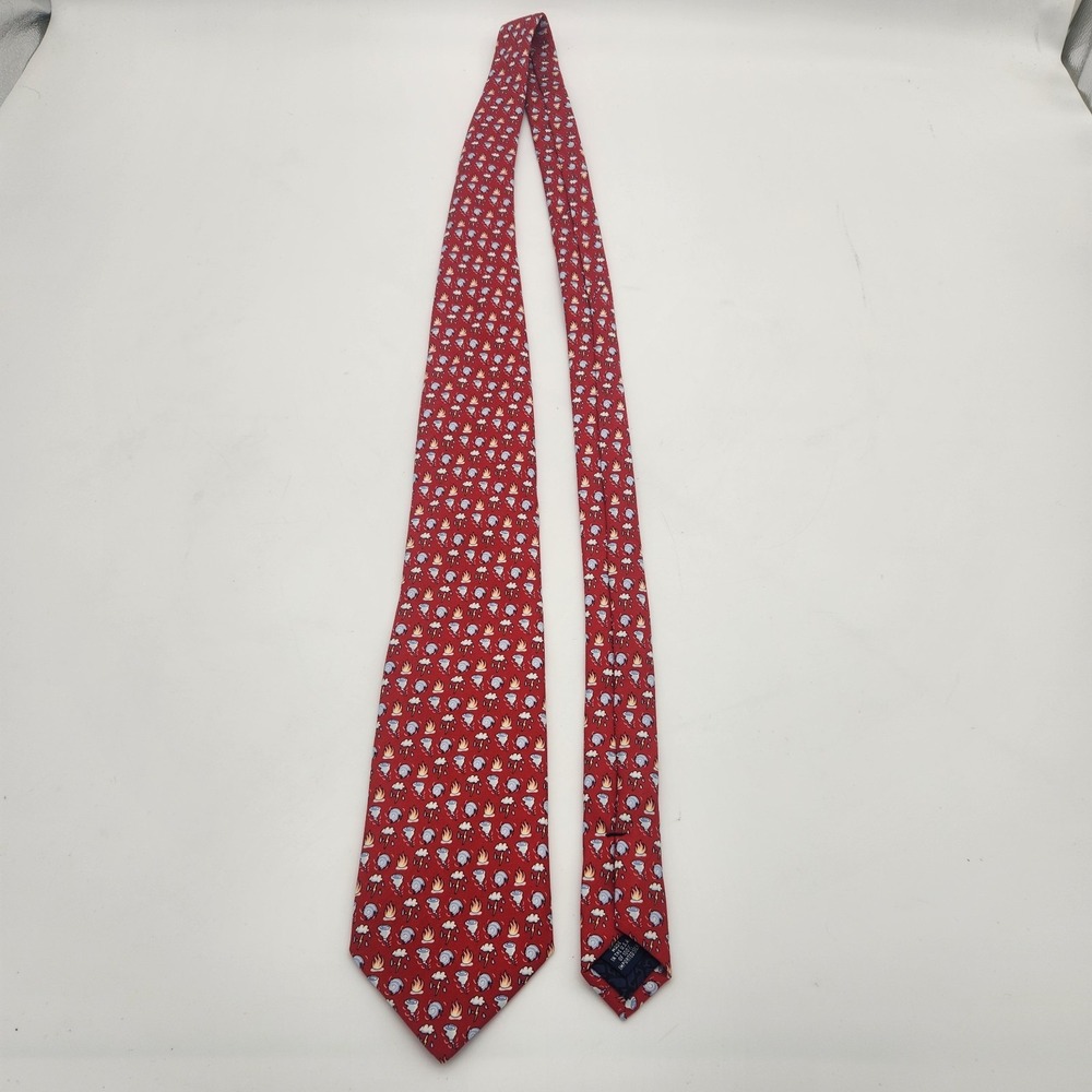 Vineyard Vines Custom Collection Men's Neck Tie Red SILK Tornado Thunder Fire